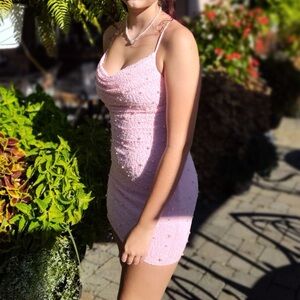 Windsor Pink Beaded Mini Dress